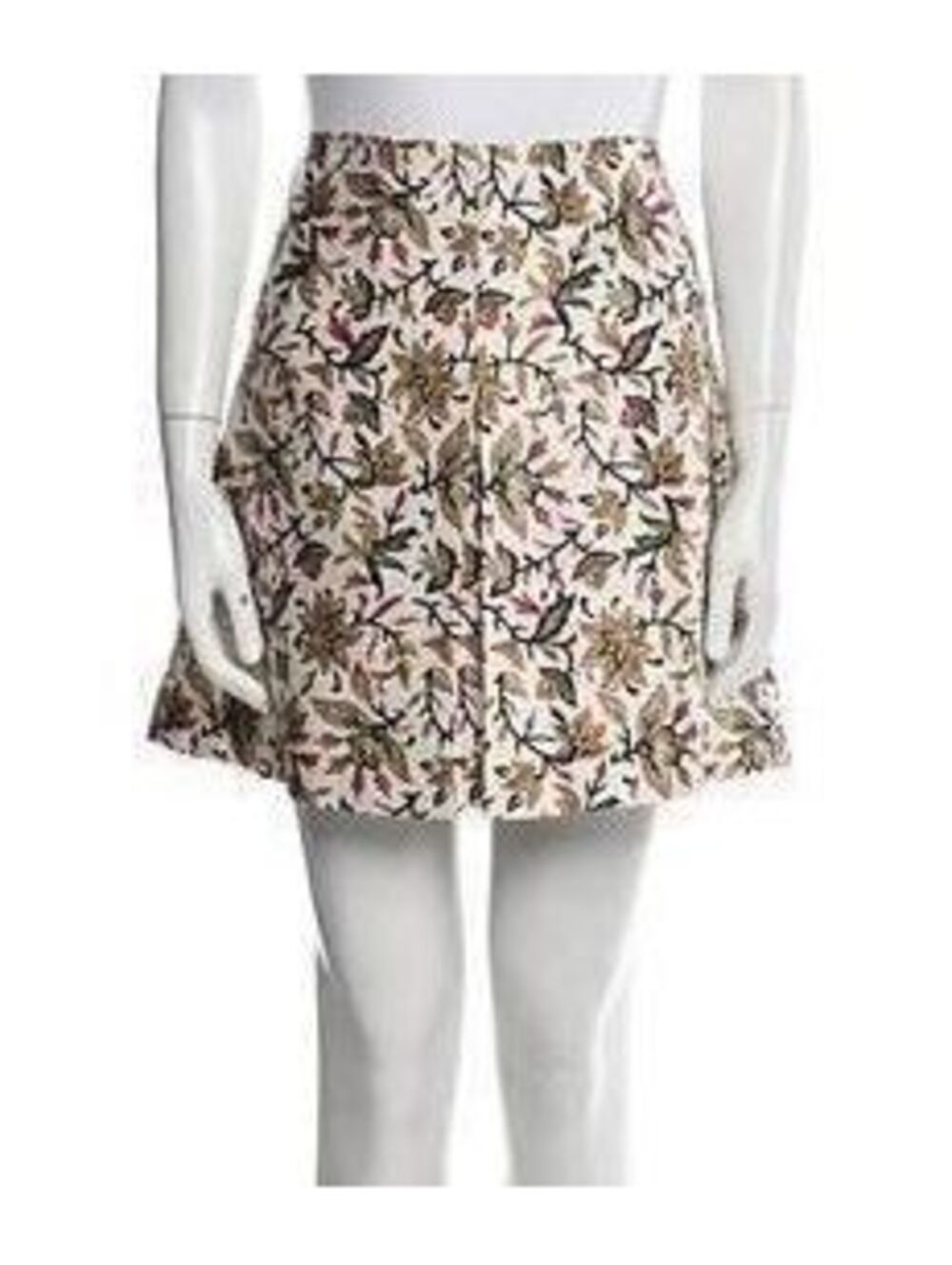 BNWT Tory Burch Cream, Navy, Brown & Pink Floral Pleated Silk Miniskirt Sz 14
